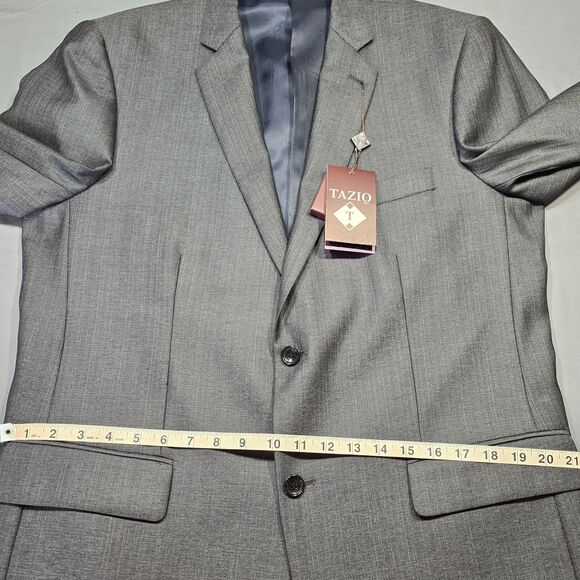 Tazio Italy Gray Wool Touch Suit Coat NEW Silk Lined Formal Jacket Mens Size 42R - Picture 6 of 10